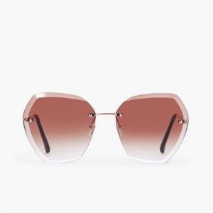 Rimless Hexagon Frame Sunglasses